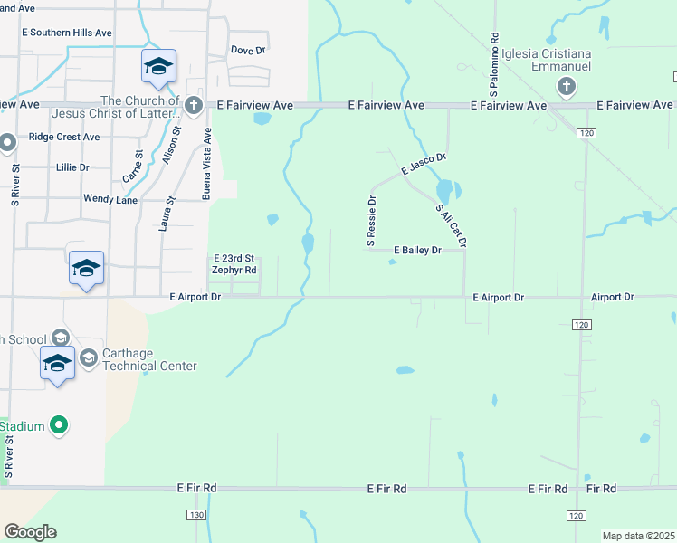 map of restaurants, bars, coffee shops, grocery stores, and more near 2444 South County Lane 124 in Carthage