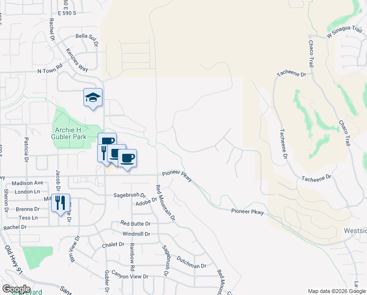 map of restaurants, bars, coffee shops, grocery stores, and more near Lava Flow Trail in Santa Clara