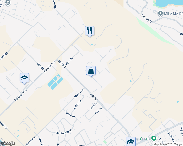 map of restaurants, bars, coffee shops, grocery stores, and more near 2135 Diana Avenue in Morgan Hill