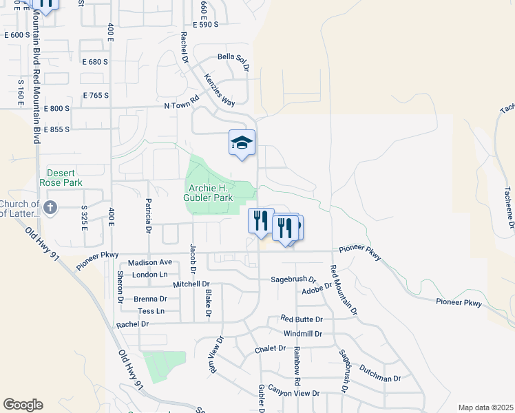 map of restaurants, bars, coffee shops, grocery stores, and more near Rachel Drive in Santa Clara