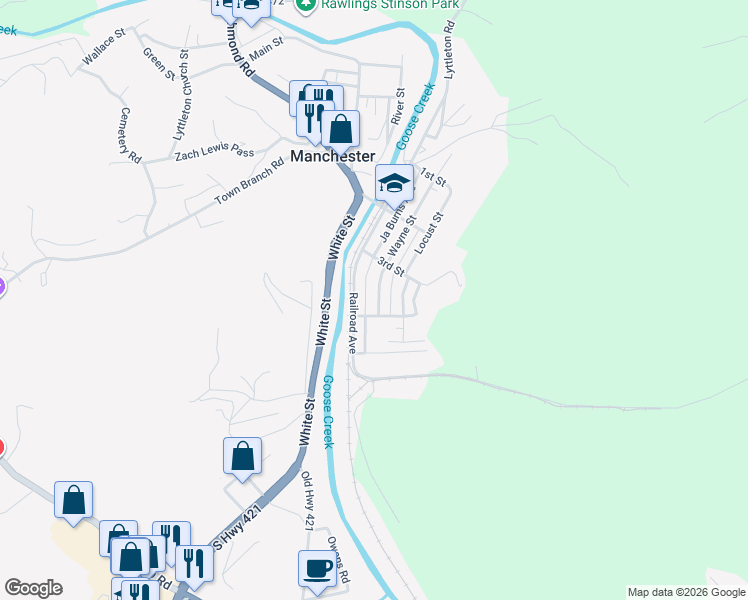 map of restaurants, bars, coffee shops, grocery stores, and more near 126 Wayne Street in Manchester