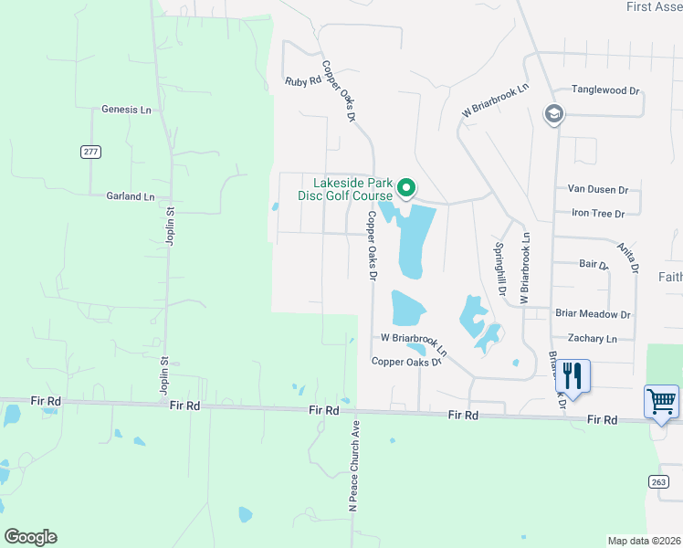 map of restaurants, bars, coffee shops, grocery stores, and more near 808 Silver Oaks in Carl Junction