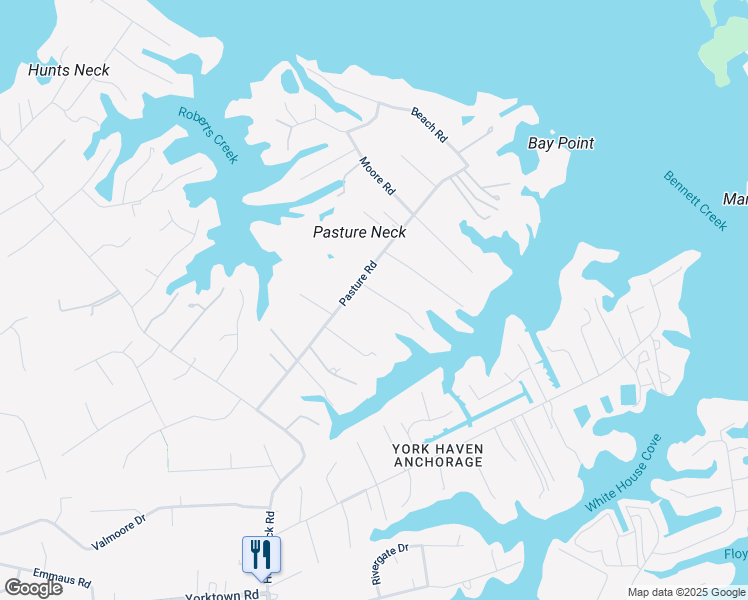 map of restaurants, bars, coffee shops, grocery stores, and more near 6 Wilson Drive in Poquoson