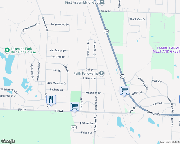 map of restaurants, bars, coffee shops, grocery stores, and more near 500 Oak Drive in Carl Junction