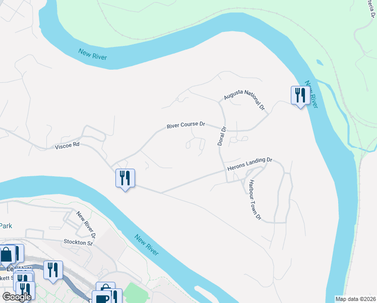map of restaurants, bars, coffee shops, grocery stores, and more near 6731 Bay Hill Court in Radford