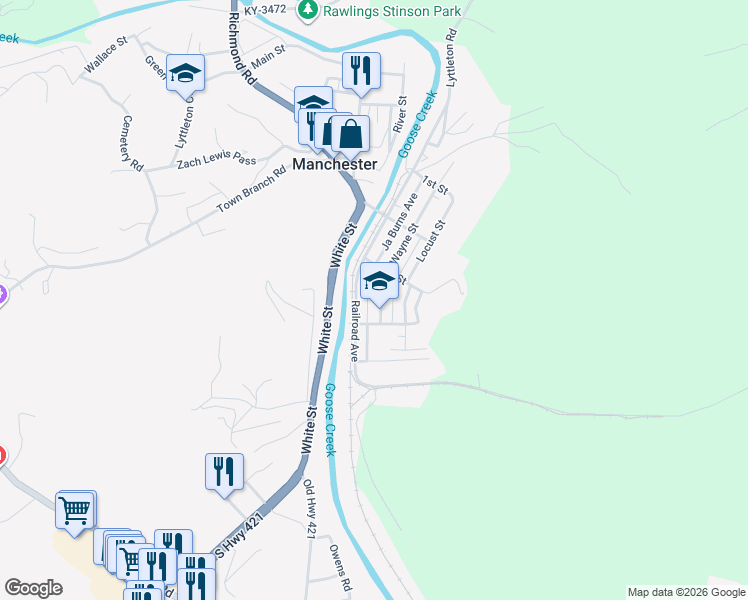 map of restaurants, bars, coffee shops, grocery stores, and more near 126 Wayne Street in Manchester