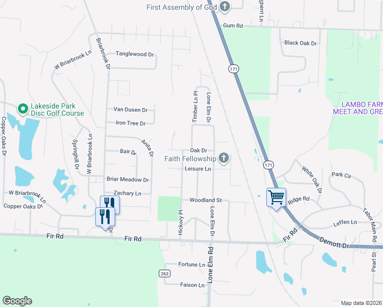 map of restaurants, bars, coffee shops, grocery stores, and more near 500 Oak Dr in Carl Junction