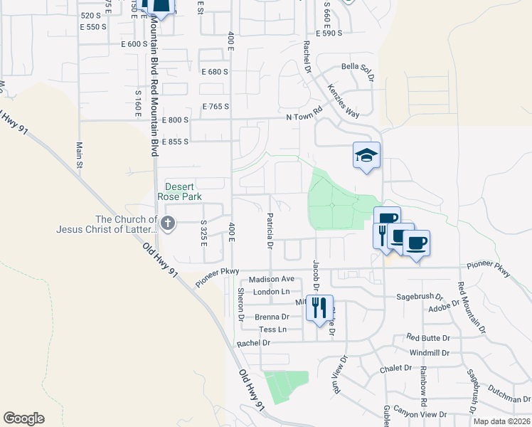 map of restaurants, bars, coffee shops, grocery stores, and more near 2401 Patricia Drive in Santa Clara