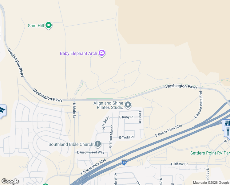 map of restaurants, bars, coffee shops, grocery stores, and more near Sun Dusk Lane in Washington