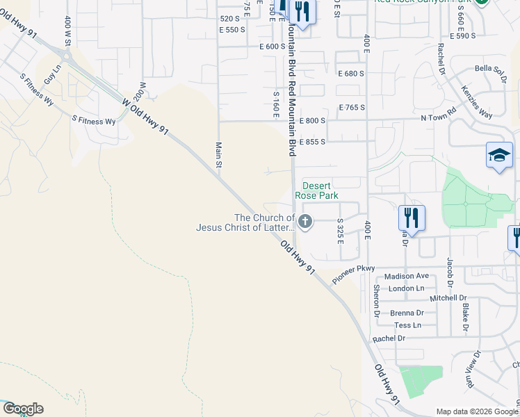 map of restaurants, bars, coffee shops, grocery stores, and more near 116 East 1060 South in Ivins