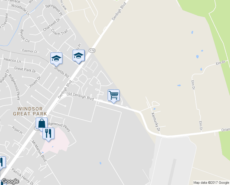 map of restaurants, bars, coffee shops, grocery stores, and more near 55 Otsego Drive in Newport News