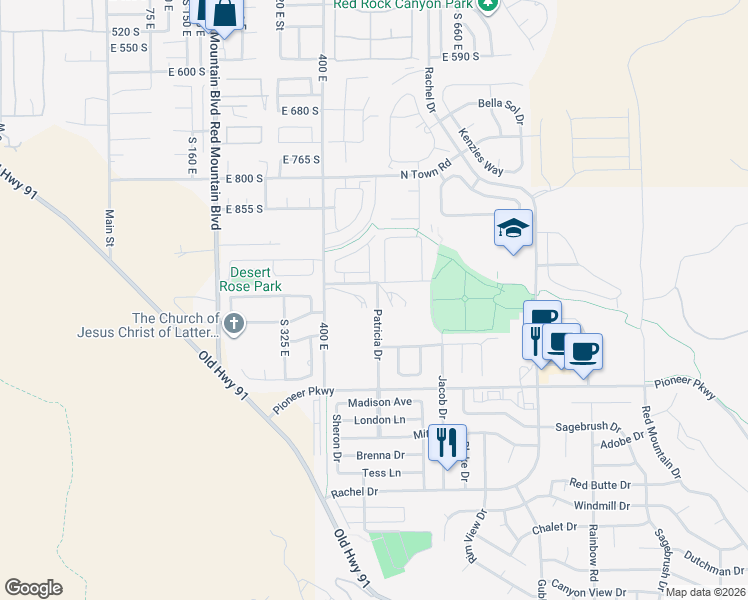 map of restaurants, bars, coffee shops, grocery stores, and more near 2405 Patricia Drive in Santa Clara