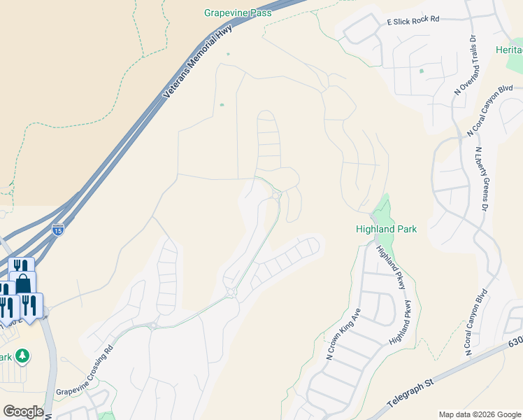 map of restaurants, bars, coffee shops, grocery stores, and more near Highland Park Loop Trail in Washington