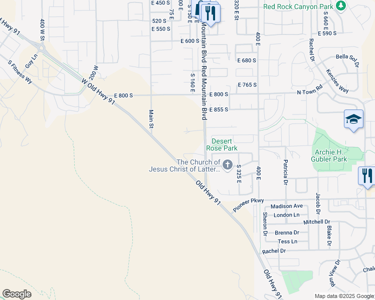 map of restaurants, bars, coffee shops, grocery stores, and more near in Ivins