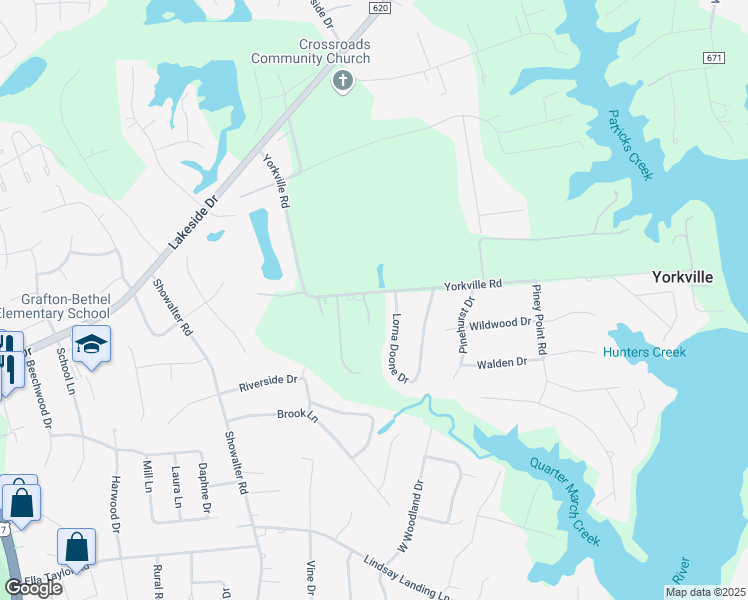 map of restaurants, bars, coffee shops, grocery stores, and more near 608 Yorkville Road in Yorktown