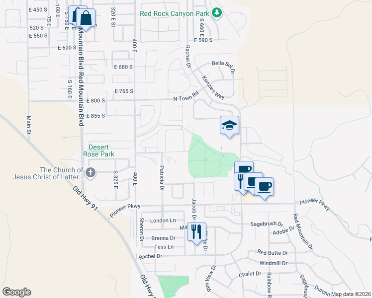 map of restaurants, bars, coffee shops, grocery stores, and more near 2520 Blackhawk Drive in Santa Clara