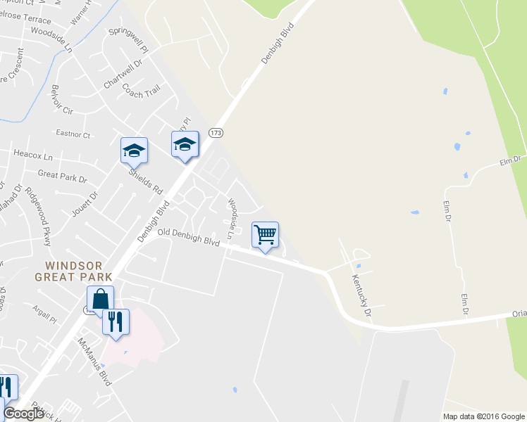 map of restaurants, bars, coffee shops, grocery stores, and more near 40 Betty Lee Place in Newport News