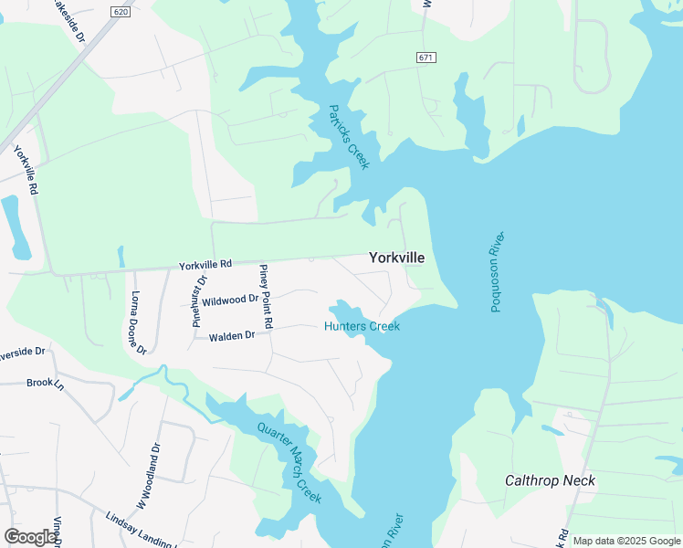 map of restaurants, bars, coffee shops, grocery stores, and more near 105 Fairfield Drive in Yorktown
