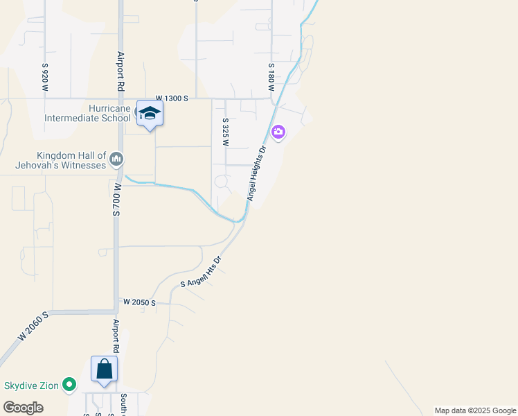 map of restaurants, bars, coffee shops, grocery stores, and more near 1595 S 160 W in Hurricane