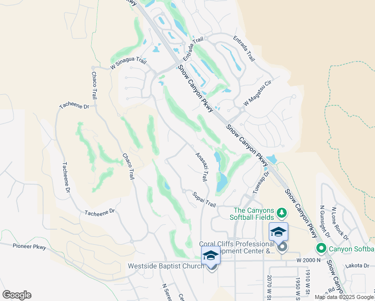 map of restaurants, bars, coffee shops, grocery stores, and more near 2417 West Cohonina Trail in St. George