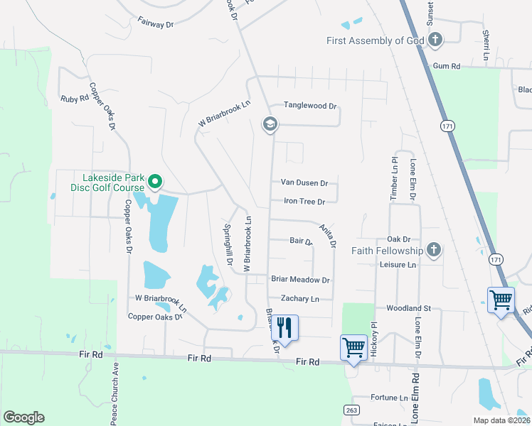 map of restaurants, bars, coffee shops, grocery stores, and more near 802 Briarbrook Dr in Carl Junction