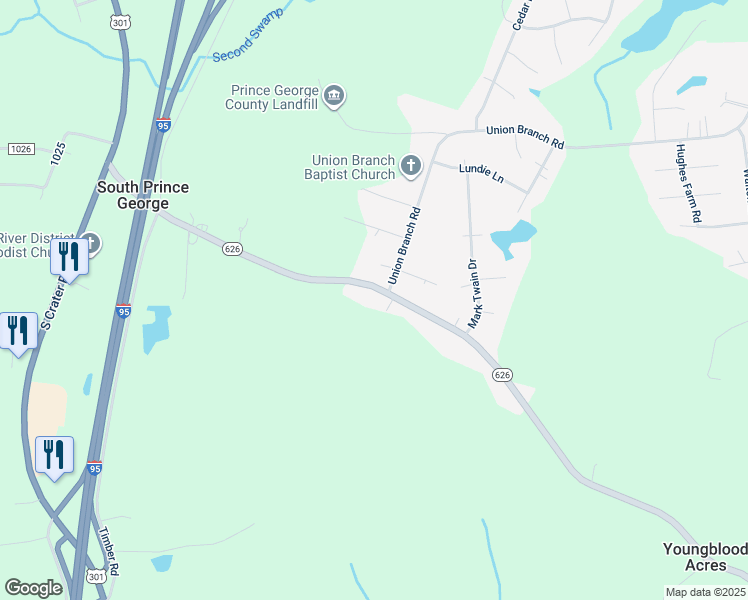 map of restaurants, bars, coffee shops, grocery stores, and more near 3251 Tavern Road in Petersburg