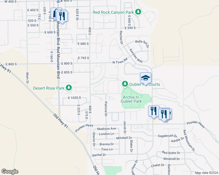 map of restaurants, bars, coffee shops, grocery stores, and more near 2520 Blackhawk Drive in Santa Clara
