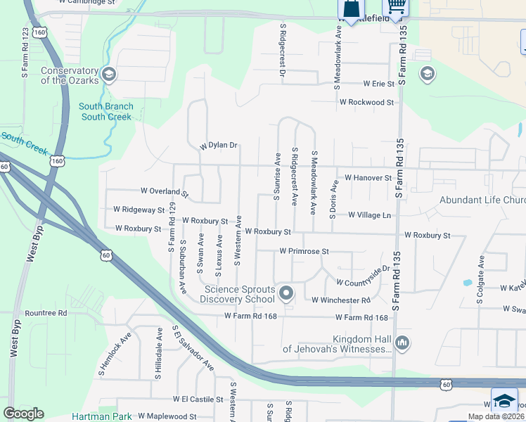map of restaurants, bars, coffee shops, grocery stores, and more near 3530 Leawood Avenue in Springfield