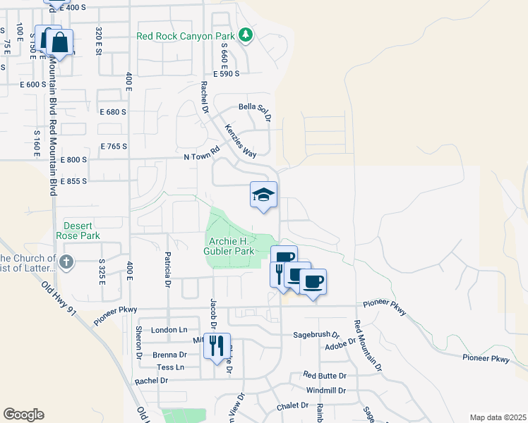 map of restaurants, bars, coffee shops, grocery stores, and more near 2425 Rachel Drive in Santa Clara