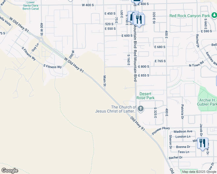 map of restaurants, bars, coffee shops, grocery stores, and more near in Ivins