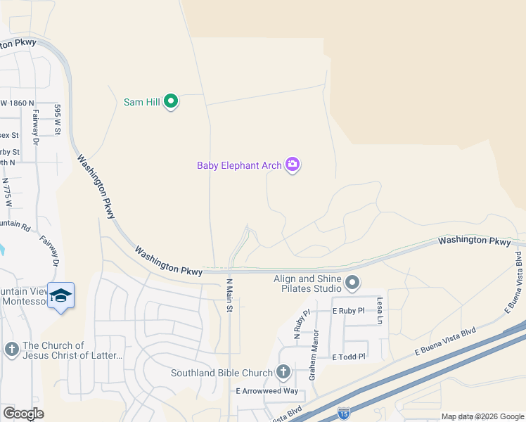 map of restaurants, bars, coffee shops, grocery stores, and more near 1499 North Altozano Road in Washington