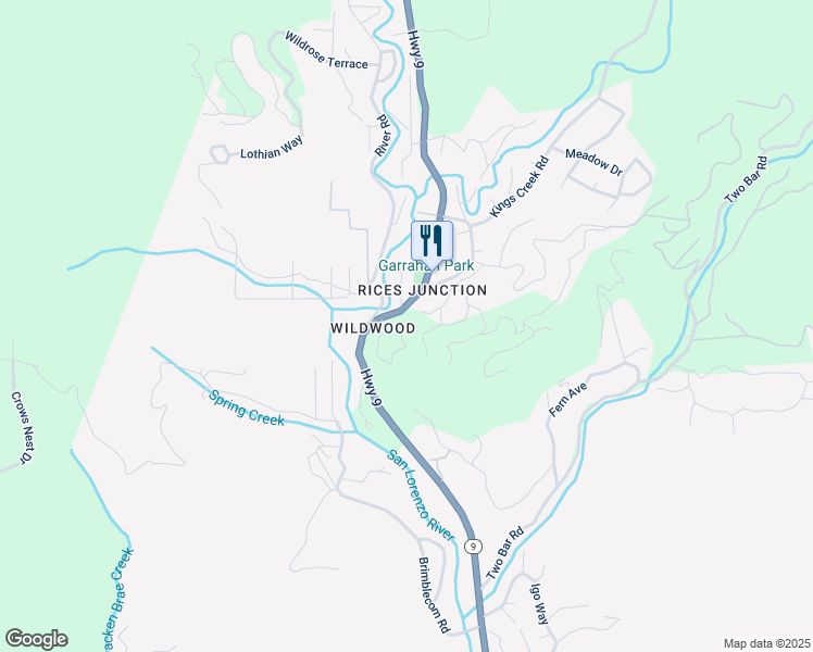 map of restaurants, bars, coffee shops, grocery stores, and more near 320 Fireside Road in Boulder Creek