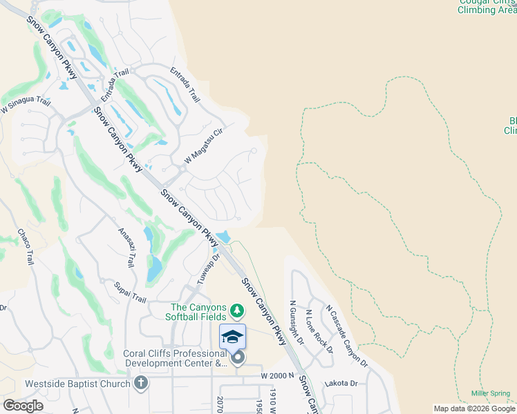 map of restaurants, bars, coffee shops, grocery stores, and more near 2478 North Kachina Vistas Circle in St. George