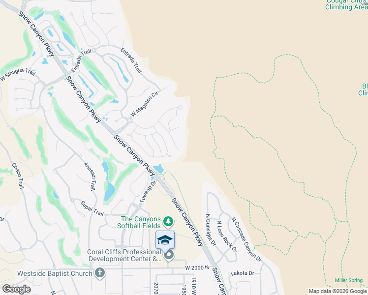 map of restaurants, bars, coffee shops, grocery stores, and more near 2478 North Kachina Vistas Circle in St. George