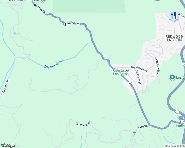 map of restaurants, bars, coffee shops, grocery stores, and more near 215 Marty Road in Los Gatos