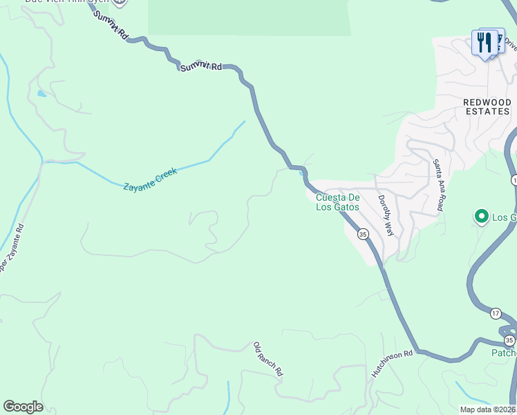 map of restaurants, bars, coffee shops, grocery stores, and more near 200 Marty Road in Los Gatos