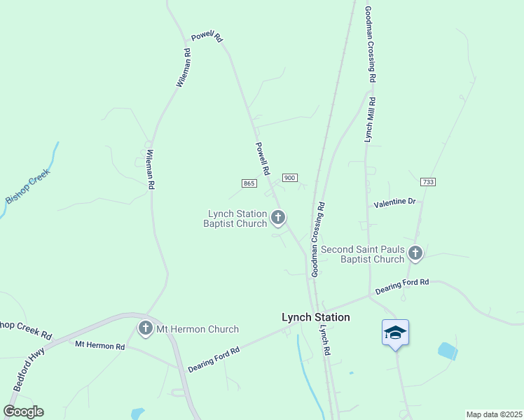 map of restaurants, bars, coffee shops, grocery stores, and more near 707 Powell Road in Lynch Station