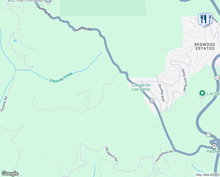 map of restaurants, bars, coffee shops, grocery stores, and more near 215 Marty Road in Los Gatos