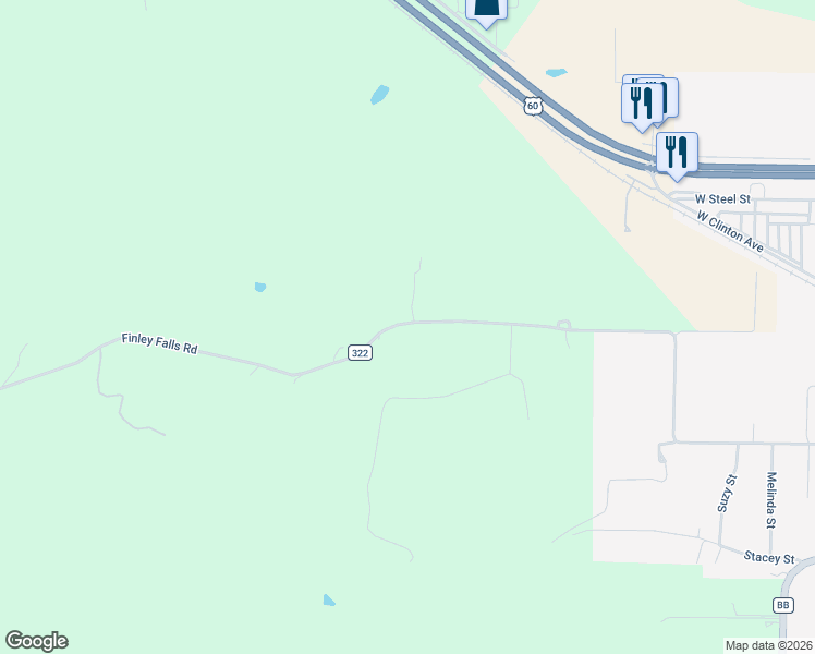 map of restaurants, bars, coffee shops, grocery stores, and more near Finley Falls Road in Seymour
