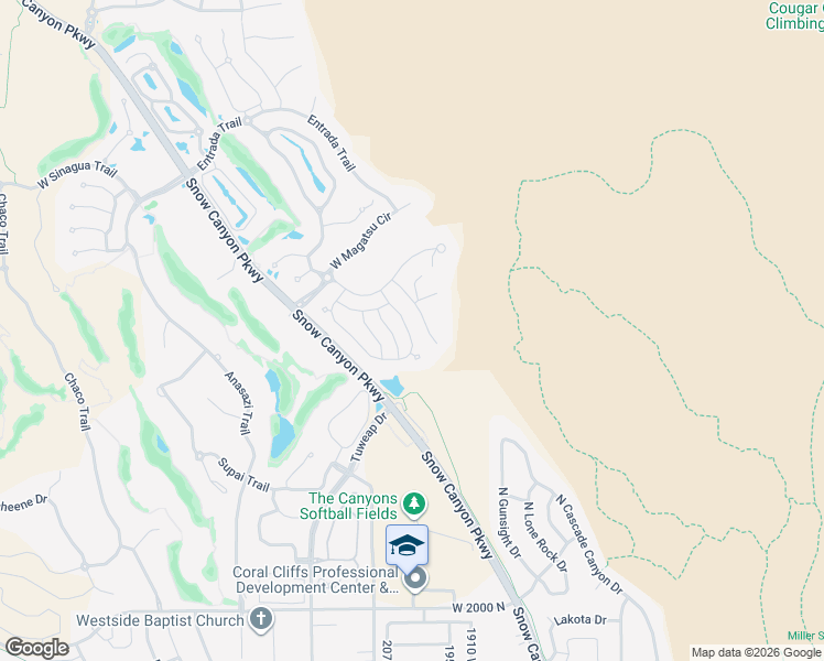 map of restaurants, bars, coffee shops, grocery stores, and more near 2139 West Cougar Rock Circle in St. George