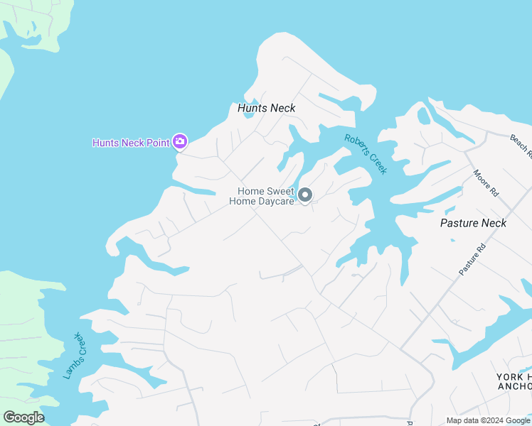 map of restaurants, bars, coffee shops, grocery stores, and more near 242 Hunts Neck Road in Poquoson