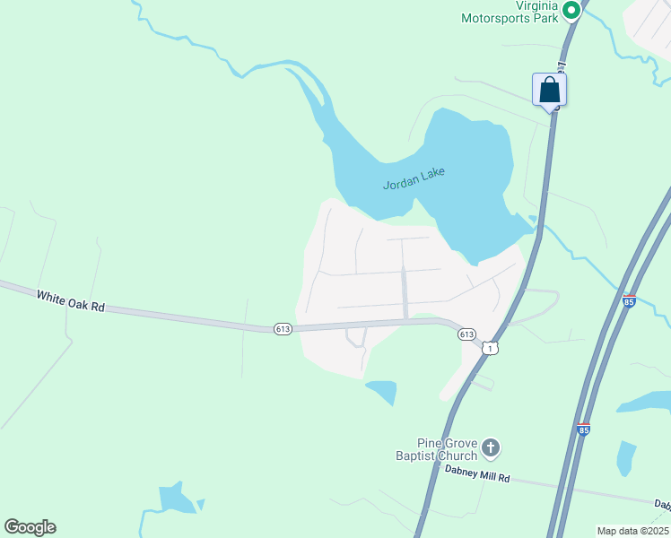 map of restaurants, bars, coffee shops, grocery stores, and more near 22010 Lake Jordan Road in Petersburg