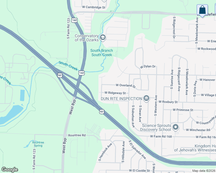 map of restaurants, bars, coffee shops, grocery stores, and more near 3852 West Overland Street in Springfield