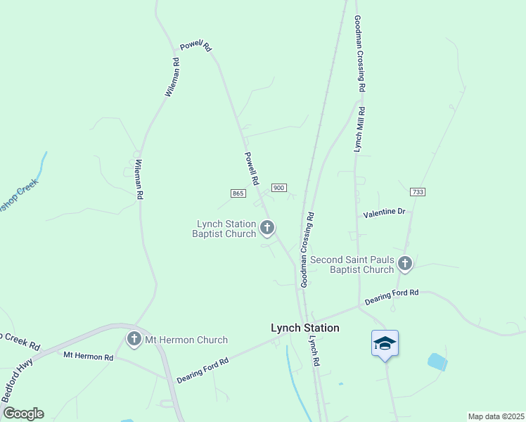 map of restaurants, bars, coffee shops, grocery stores, and more near 707 Powell Road in Lynch Station