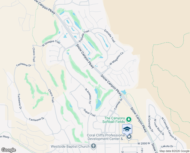 map of restaurants, bars, coffee shops, grocery stores, and more near Snow Canyon Parkway in St. George