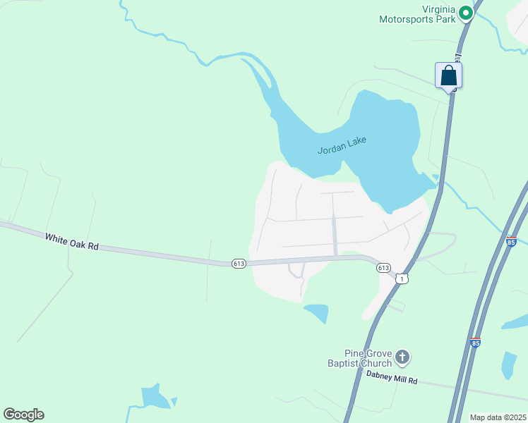 map of restaurants, bars, coffee shops, grocery stores, and more near 8790 Lake Jordan Lane in Petersburg