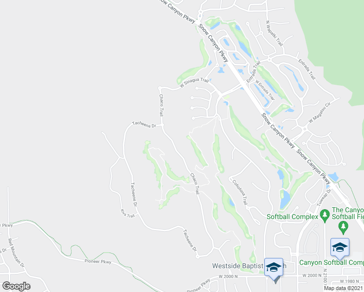 map of restaurants, bars, coffee shops, grocery stores, and more near 2524 Chaco Trail in St. George