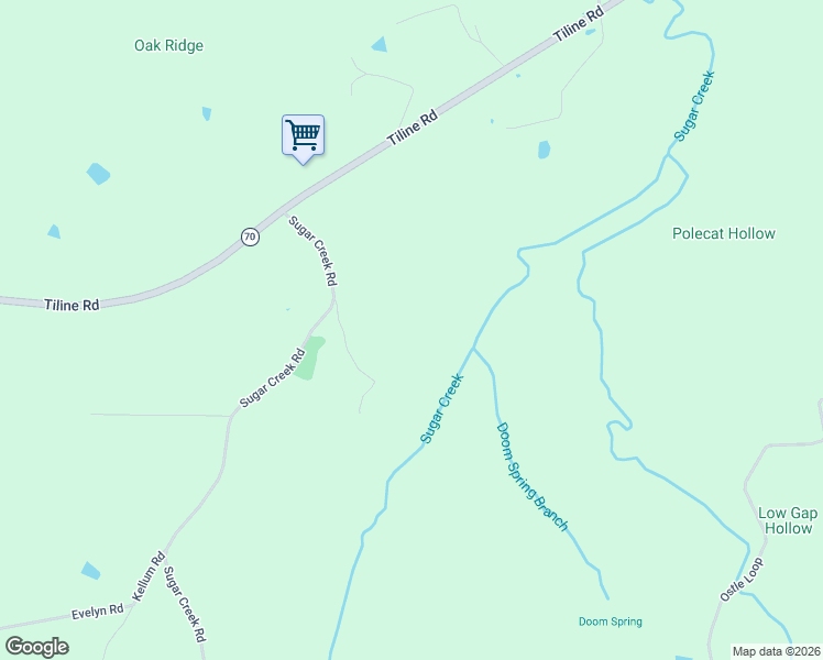 map of restaurants, bars, coffee shops, grocery stores, and more near 967 Sugar Creek Road in Grand Rivers