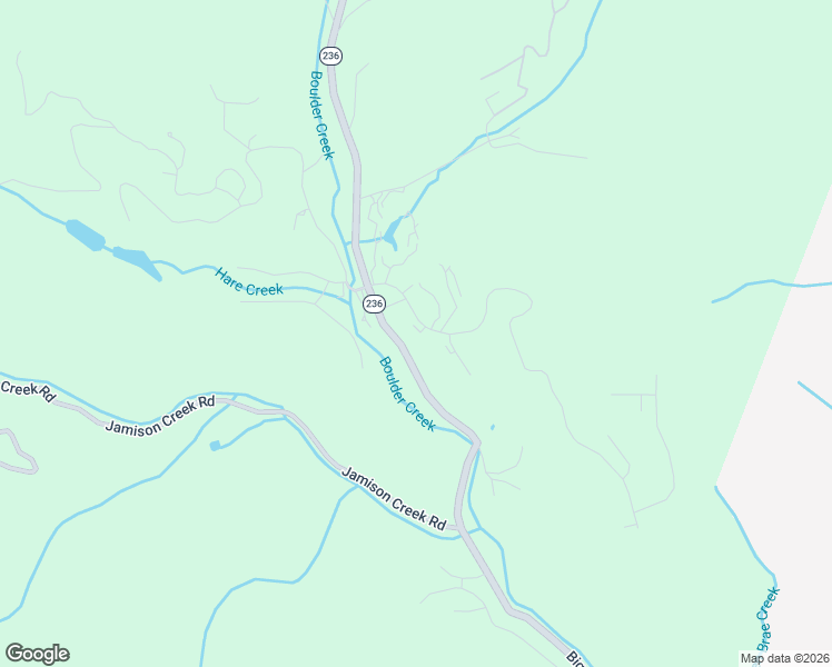 map of restaurants, bars, coffee shops, grocery stores, and more near 238 East Hilton Drive in Boulder Creek