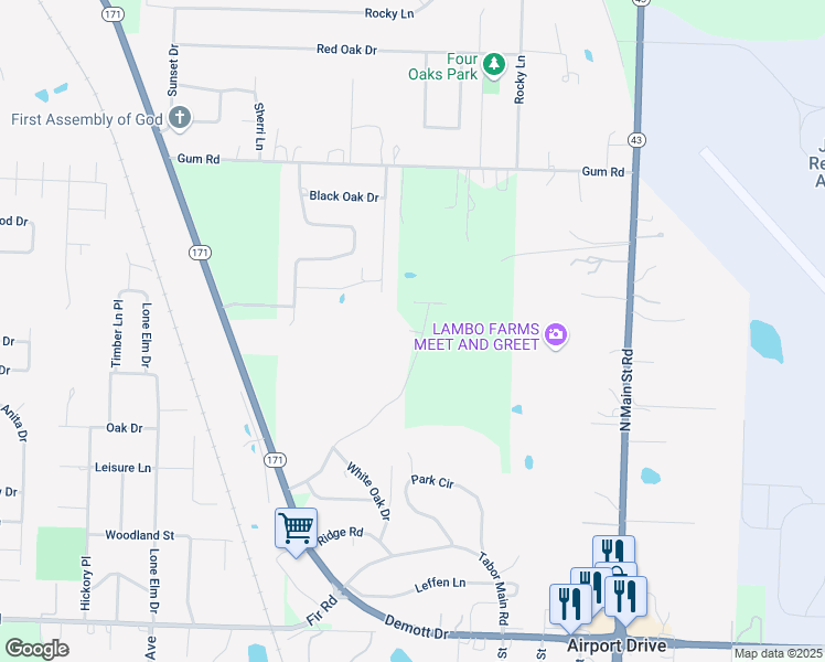 map of restaurants, bars, coffee shops, grocery stores, and more near Brussels Drive in Joplin